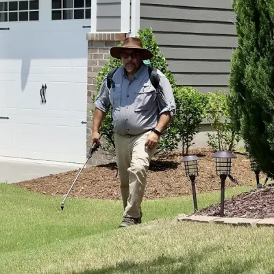 spraying lawn