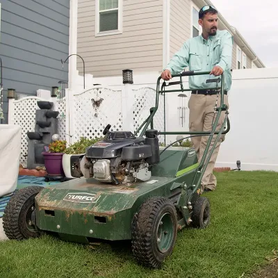 tech aerating lawn