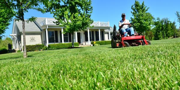 person on a riding mower